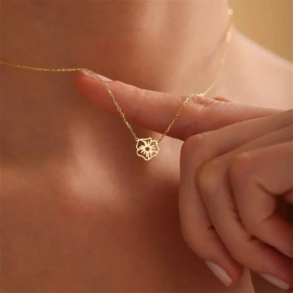 Personalisierte Halskette mit Blumen des Geburtsmonats  ErinnerungSchmuck