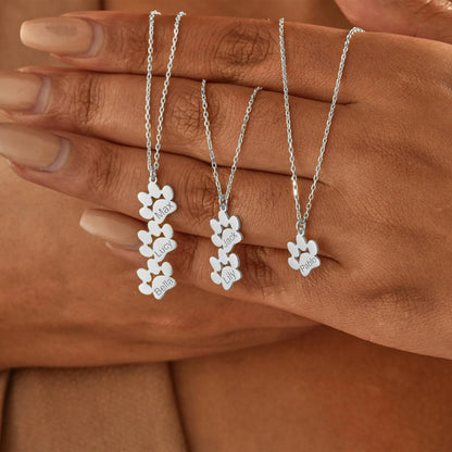 Personalisierte Halskette mit Namen und Pfote  ErinnerungSchmuck