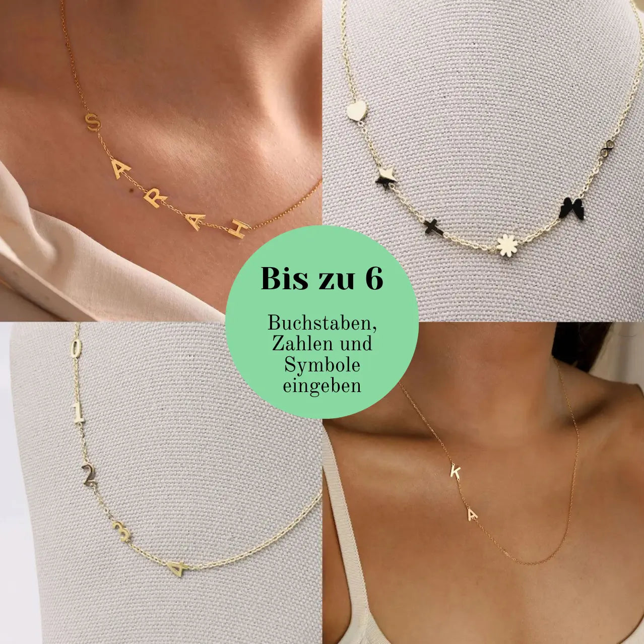 Personalisierte Halskette mit den lateralen Initialen  ErinnerungSchmuck